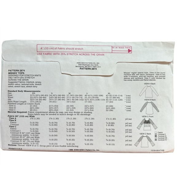 Vintage Y2K, uncut, factory folded Kwik Sew Pattern 2874 XS - Xl - Picture 2 of 3